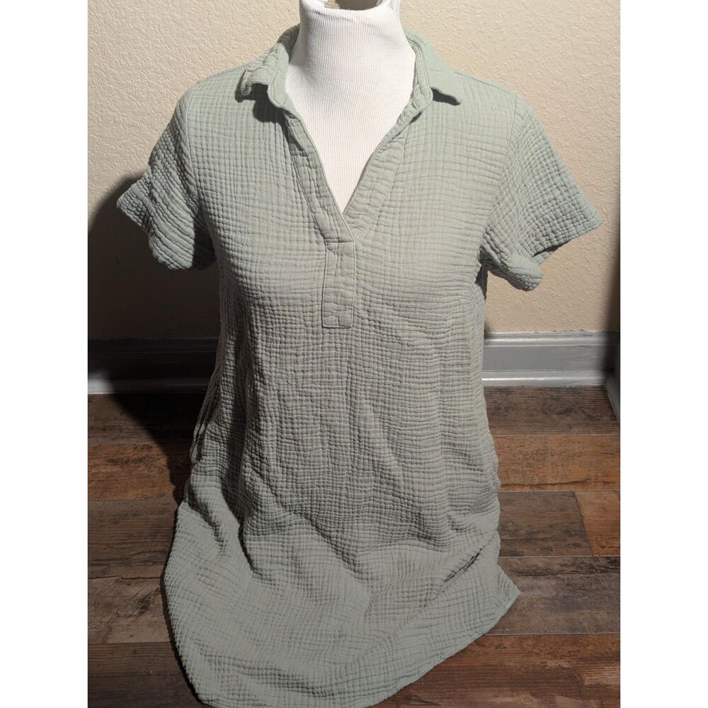 3 Dots Light Green Textured Dress - Size S - Effortless Comfort!